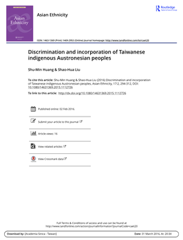 Discrimination and Incorporation of Taiwanese Indigenous Austronesian Peoples