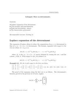 Laplace Expansion of the Determinant