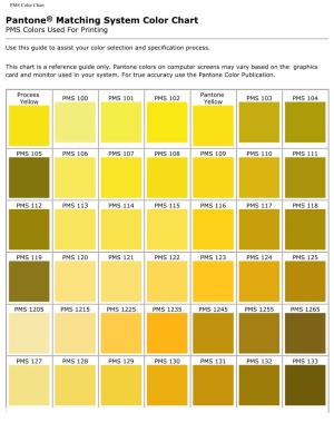 PMS Color Chart Pantone® Matching System Color Chart PMS Colors Used for Printing