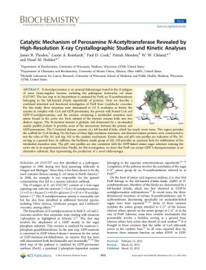 Catalytic Mechanism of Perosamine N-Acetyltransferase Revealed by High-Resolution X-Ray Crystallographic Studies and Kinetic Analyses James B