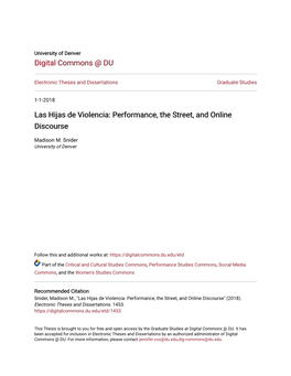 Las Hijas De Violencia: Performance, the Street, and Online Discourse