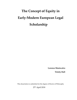 The Concept of Equity in Early-Modern European Legal