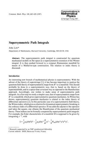 Supersymmetric Path Integrals