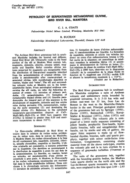 Petrology of Serpentinized Metamorphic Olivine, Bird