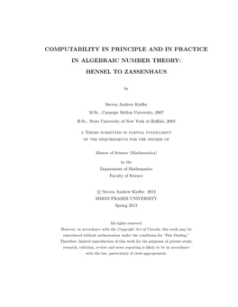 Computability in Principle and in Practice in Algebraic Number Theory: Hensel to Zassenhaus