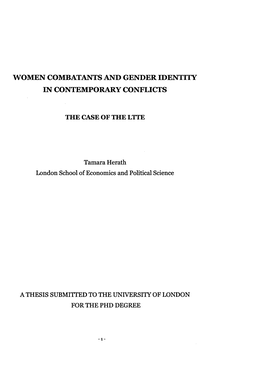 Women Combatants and Gender Identity in Contemporary Conflicts