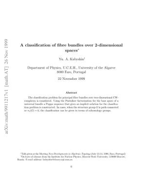 A Classification of Fibre Bundles Over 2-Dimensional Spaces