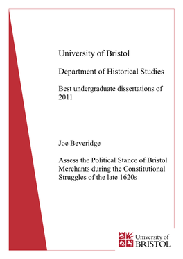 An Assessment of the Political Stance of Bristol Merchants During The