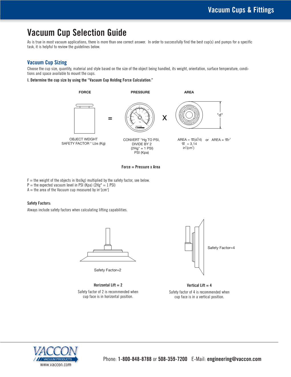 Vacuum Cup Selection Guide As Is True in Most Vacuum Applications, There Is More Than One Correct Answer