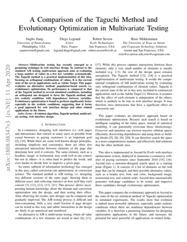 A Comparison of the Taguchi Method and Evolutionary Optimization in Multivariate Testing