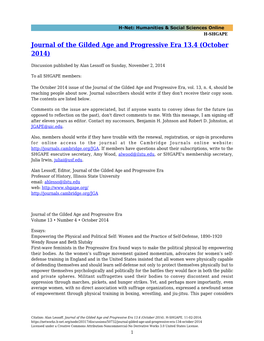 Journal of the Gilded Age and Progressive Era 13.4 (October 2014)