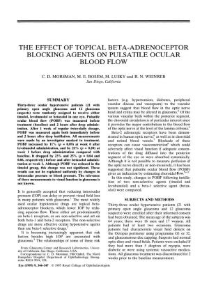 The Effect of Topical Beta-Adrenoceptor Blocking Agents on Pulsatile Ocular Blood Flow