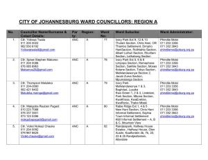 City of Johannesburg Ward Councillors: Region A