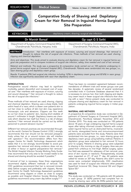 Comparative Study of Shaving and Depilatory Cream for Hair Removal in Inguinal Hernia Surgical Site Preparation