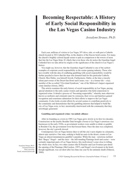 A History of Early Social Responsibility in the Las Vegas Casino Industry