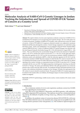 Molecular Analysis of SARS-Cov-2 Genetic Lineages in Jordan: Tracking the Introduction and Spread of COVID-19 UK Variant of Concern at a Country Level