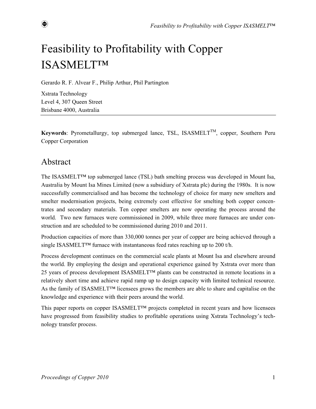 Feasibility to Profitability with Copper ISASMELT™