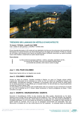 Trésors Sri Lankais En Hôtels D'architecte