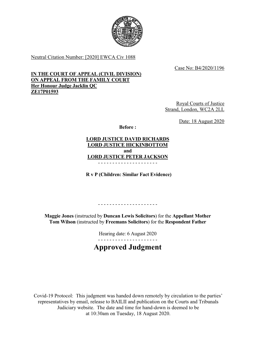 Approved Judgment