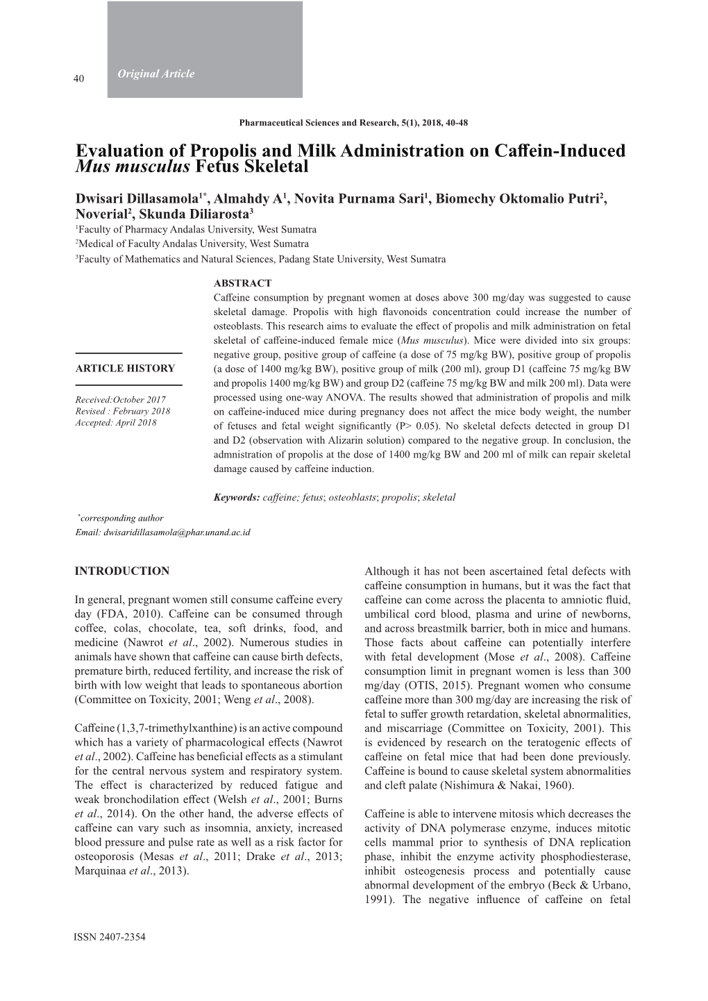 Evaluation of Propolis and Milk Administration on Caffein-Induced Mus Musculus Fetus Skeletal