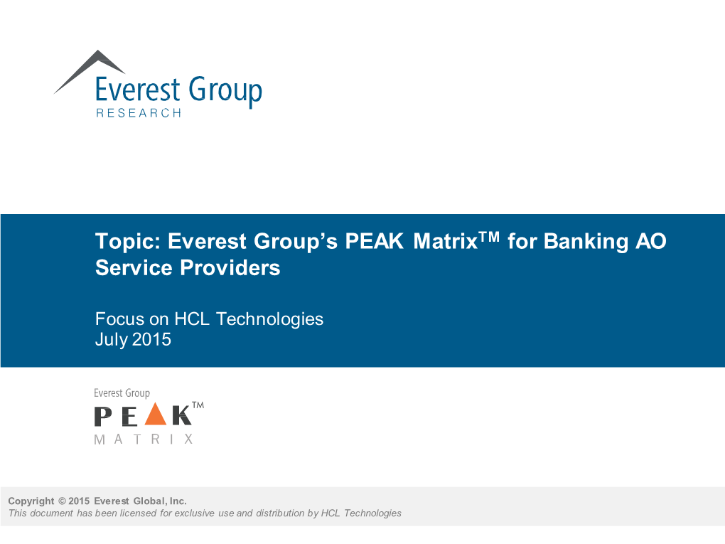 Everest Group's PEAK Matrix for Banking AO