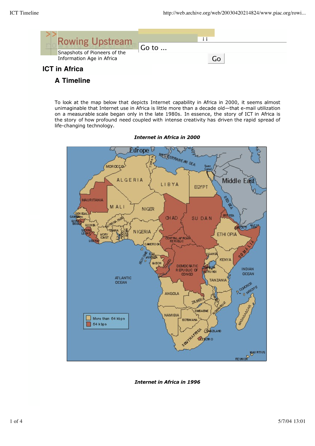 Go to ... Go ICT in Africa a Timeline