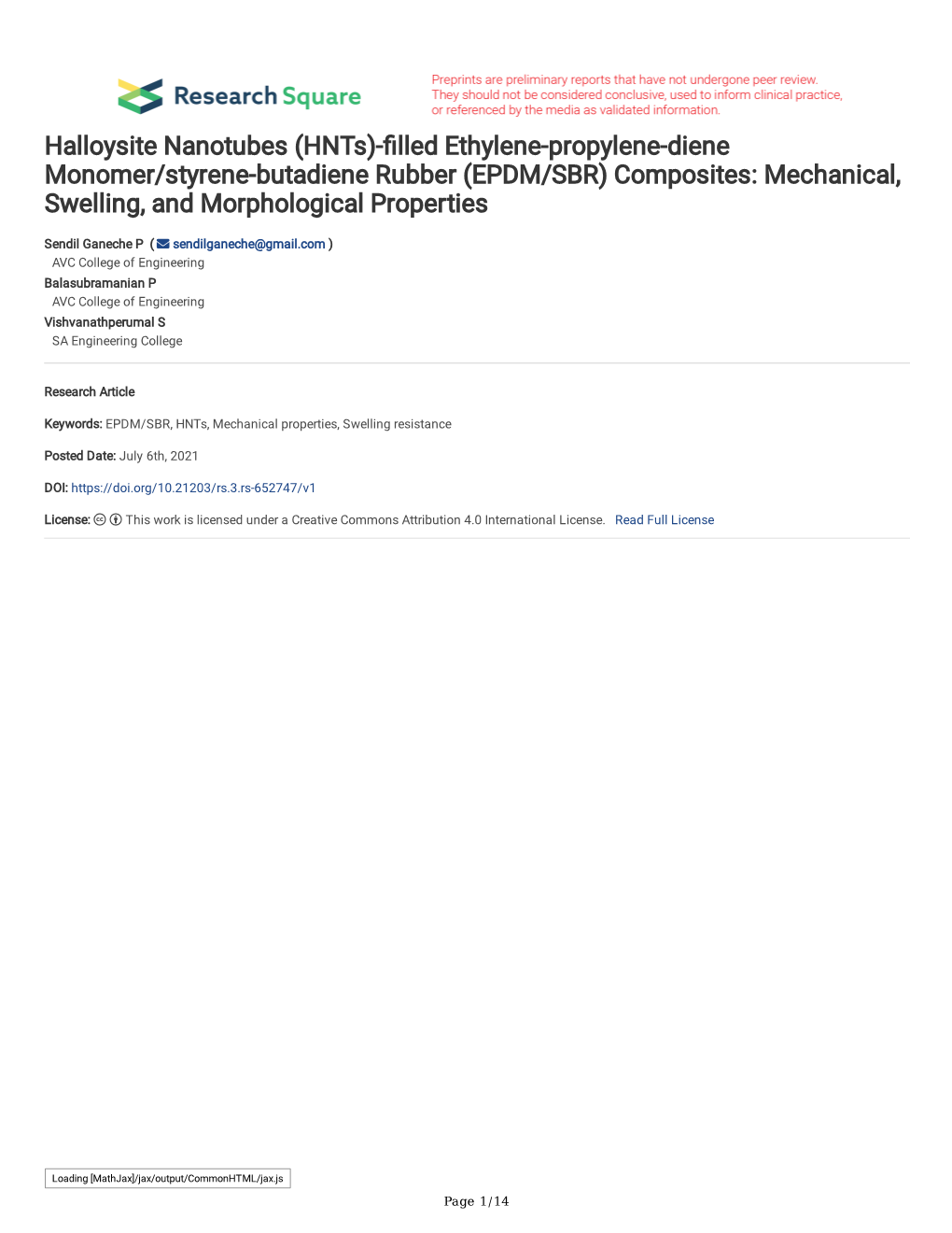 Lled Ethylene-Propylene-Diene Monomer/Styrene-Butadiene Rubber (EPDM/SBR) Composites: Mechanical, Swelling, and Morphological Properties