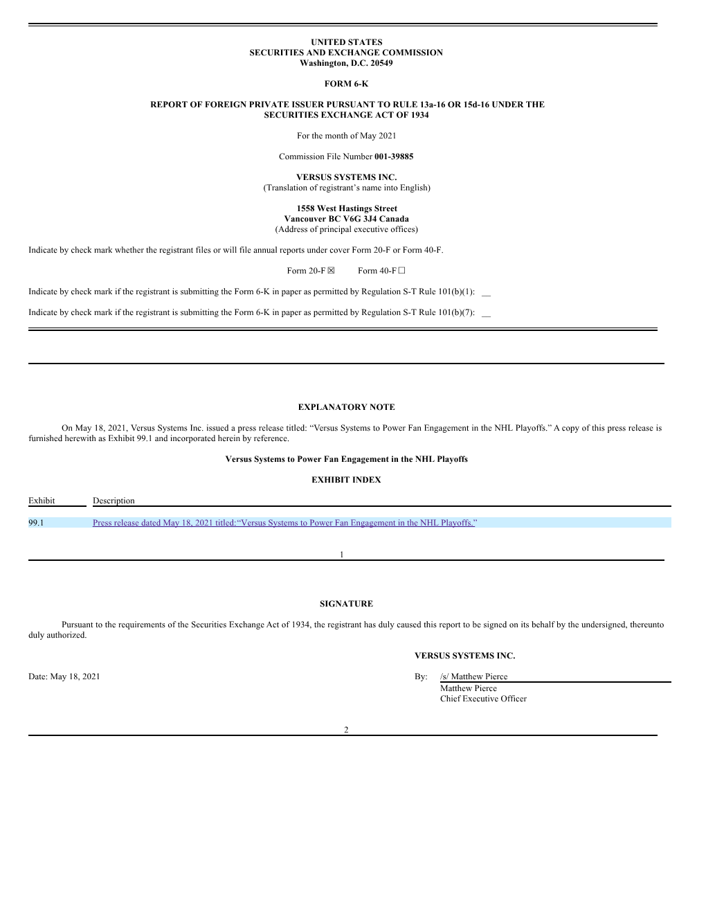 UNITED STATES SECURITIES and EXCHANGE COMMISSION Washington, D.C. 20549 FORM 6-K REPORT of FOREIGN PRIVATE ISSUER PURSUANT to RU