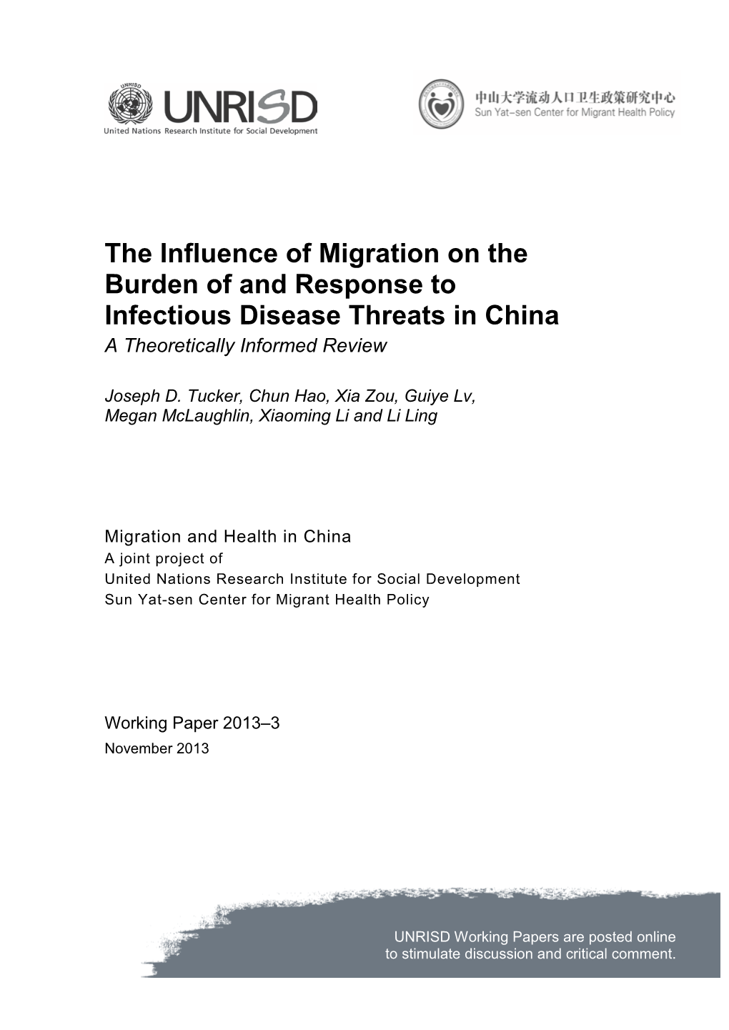 The Influence of Migration on the Burden of and Response to Infectious Disease Threats in China a Theoretically Informed Review