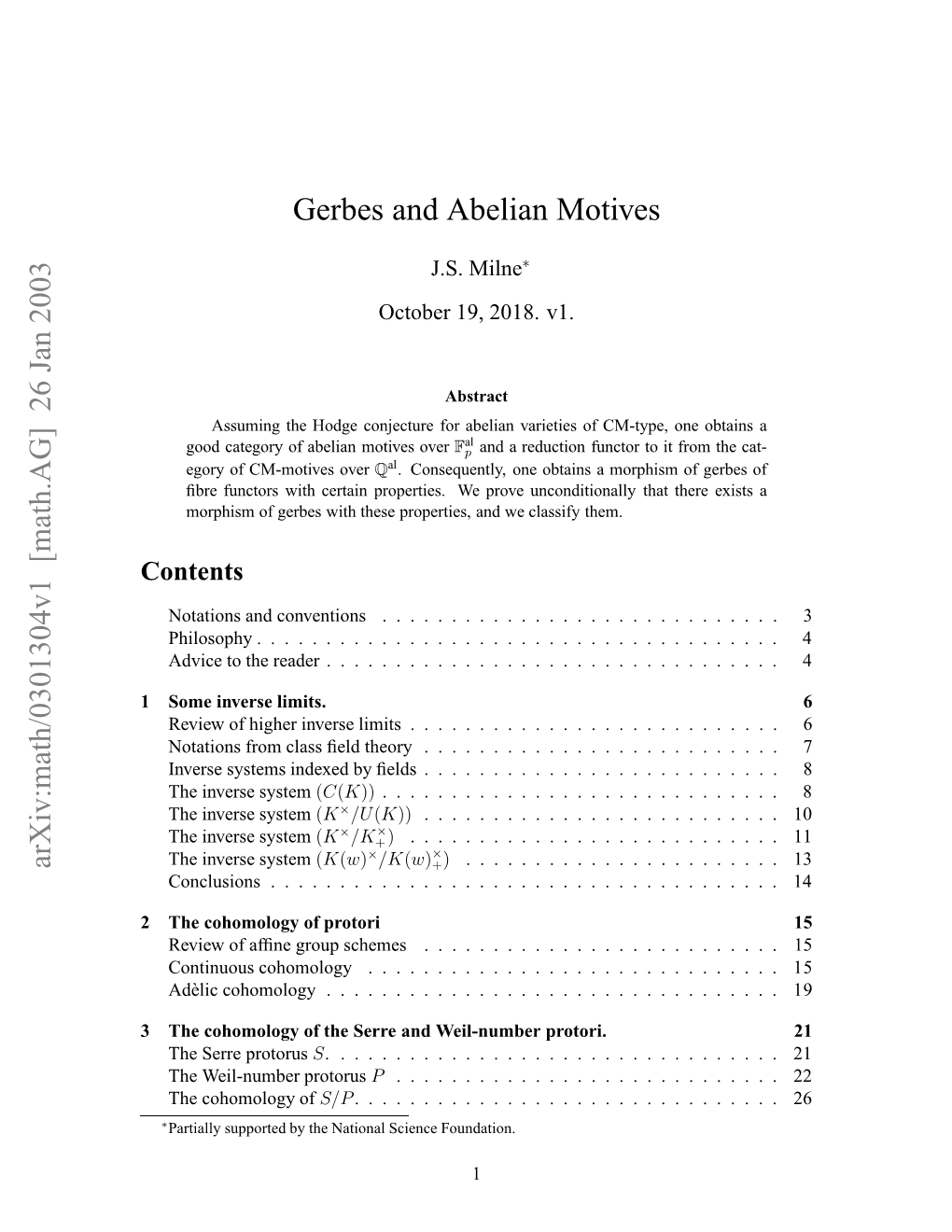 [Math.AG] 26 Jan 2003 Gerbes and Abelian Motives