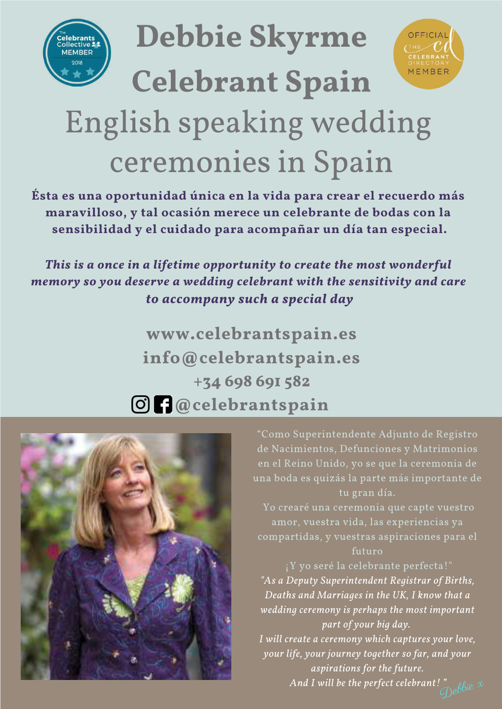 Debbie Skyrme English Speaking Wedding Ceremonies in Spain