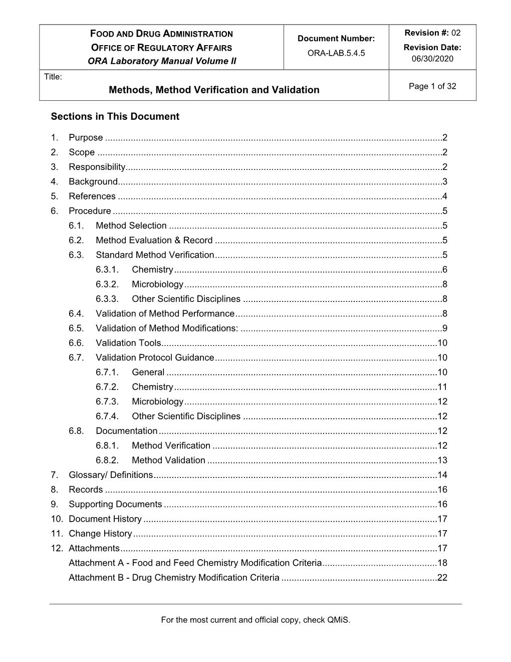 Methods, Method Verification and Validation Volume 2