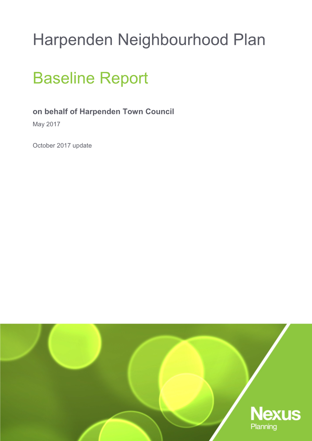 Harpenden Neighbourhood Plan Baseline Report for Harpenden Town Council