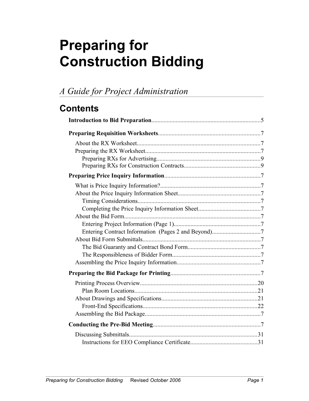 Preparing For Construction Bidding