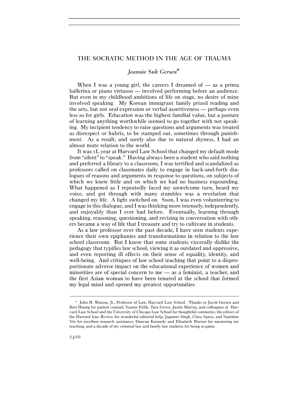 The Socratic Method in the Age of Trauma