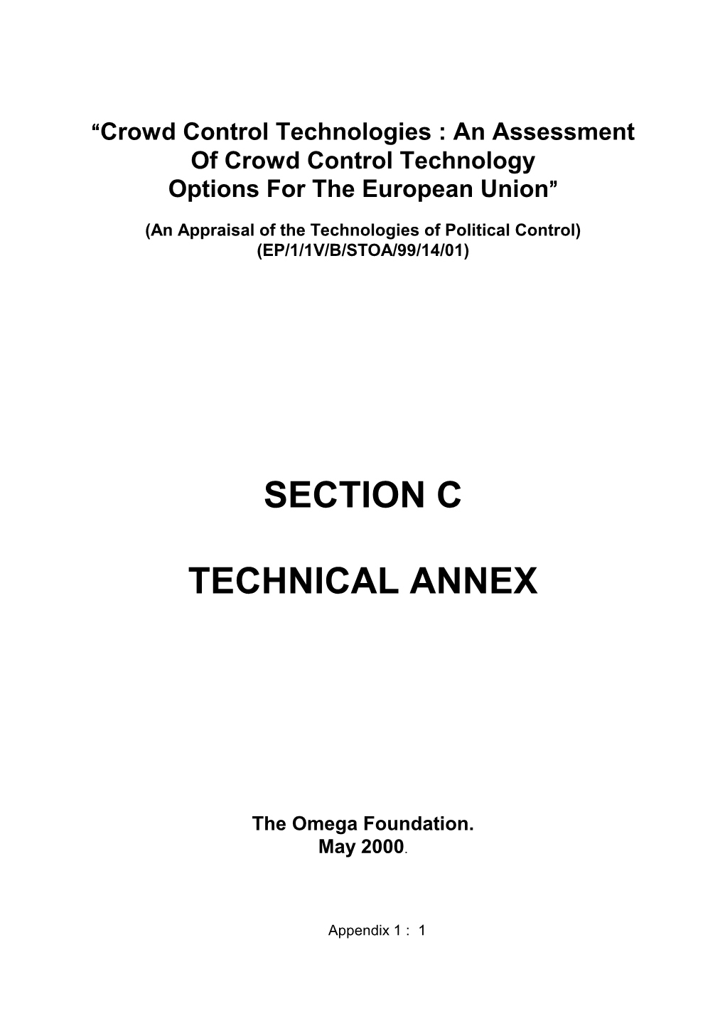 An Assessment of Crowd Control Technology Options for the European Union(