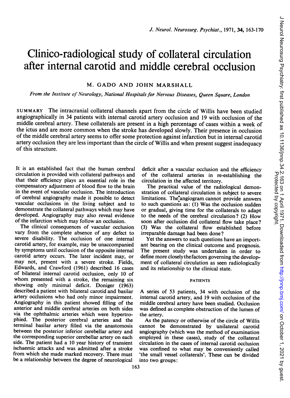 Clinico-Radiological Study of Collateralcirculation