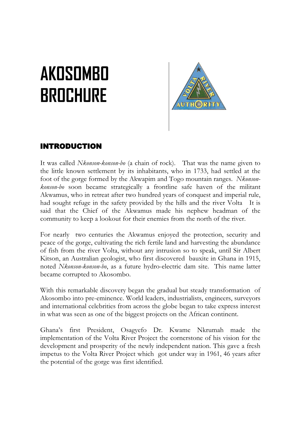 Akosombo Brochure