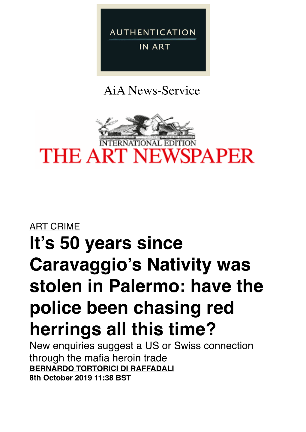 It's 50 Years Since Caravaggio's Nativity Was Stolen in Palermo- Have