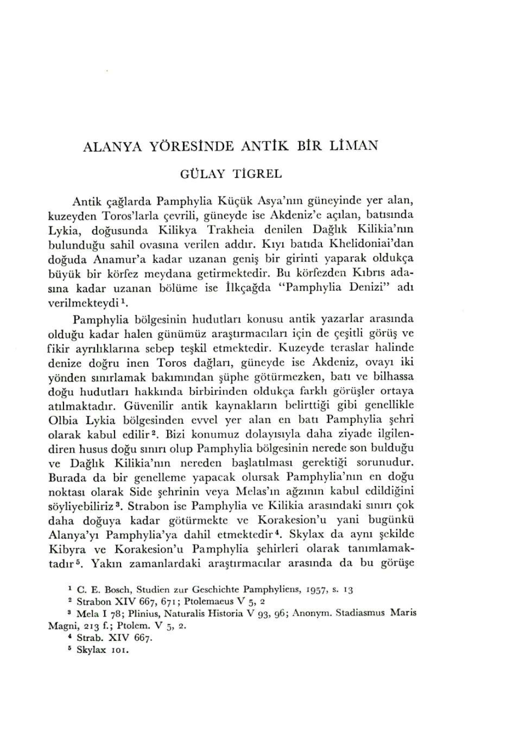 Alanya Yöresinde Antik Bir Liman