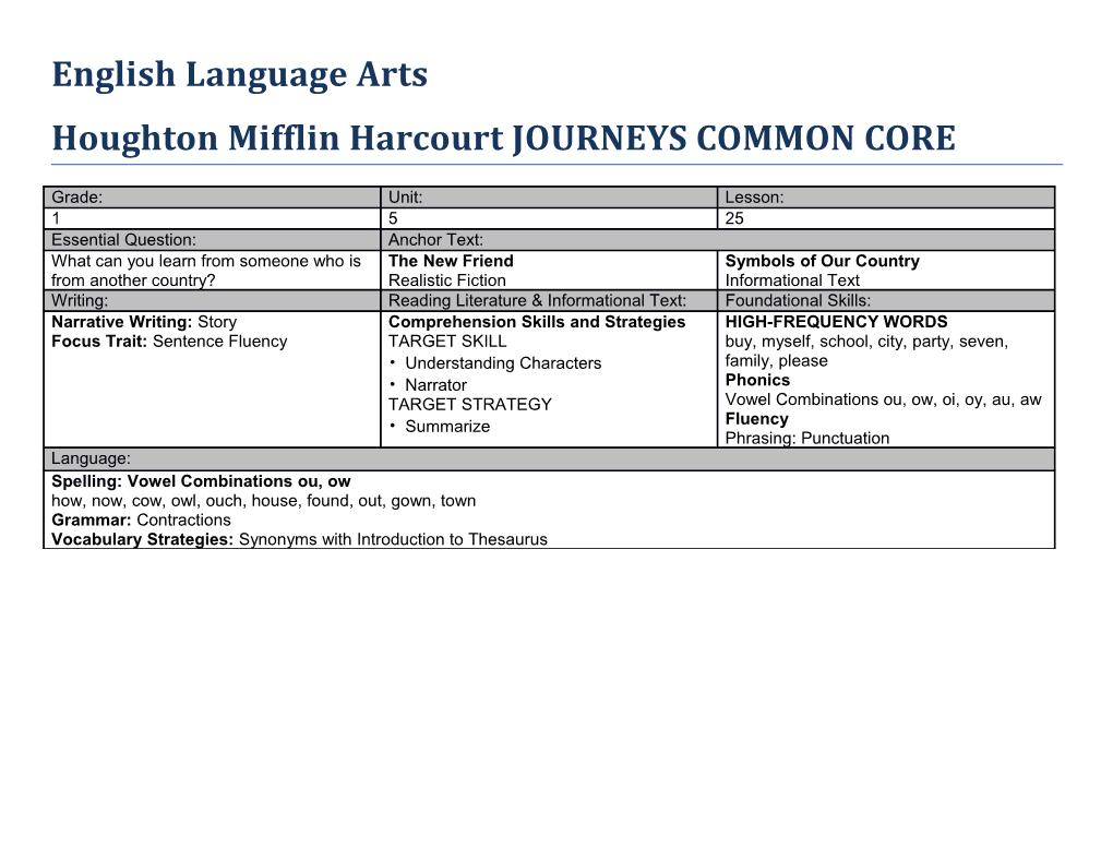 Houghton Mifflin Harcourt JOURNEYS COMMON CORE