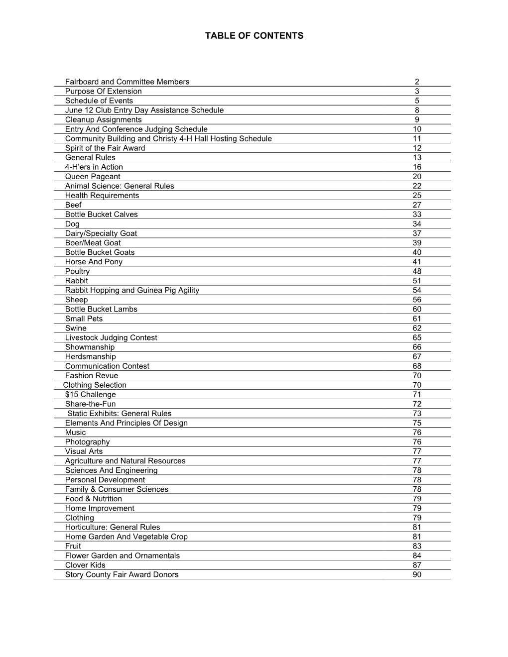 Table of Contents