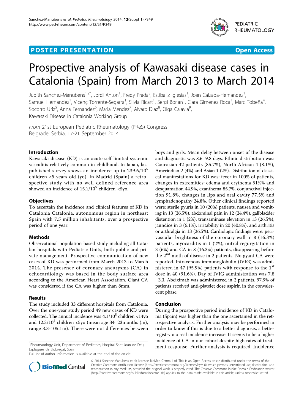 Prospective Analysis of Kawasaki Disease