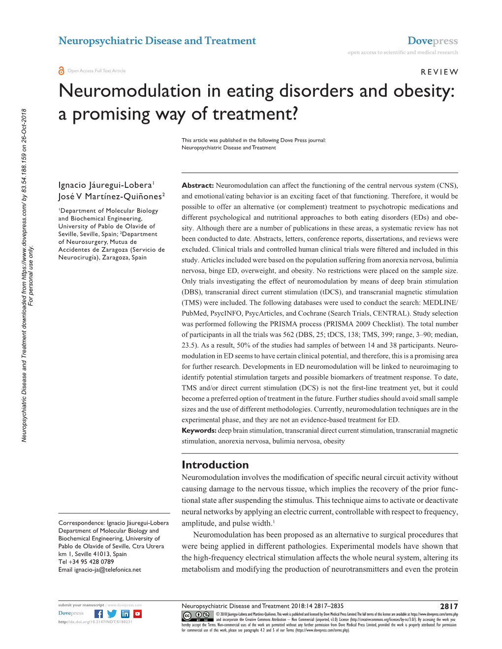 Neuromodulation in Eating Disorders and Obesity: a Promising Way of Treatment?