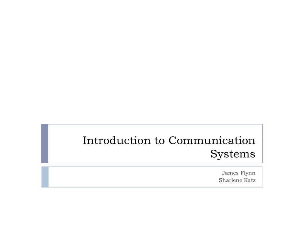 Introduction to Communication Systems