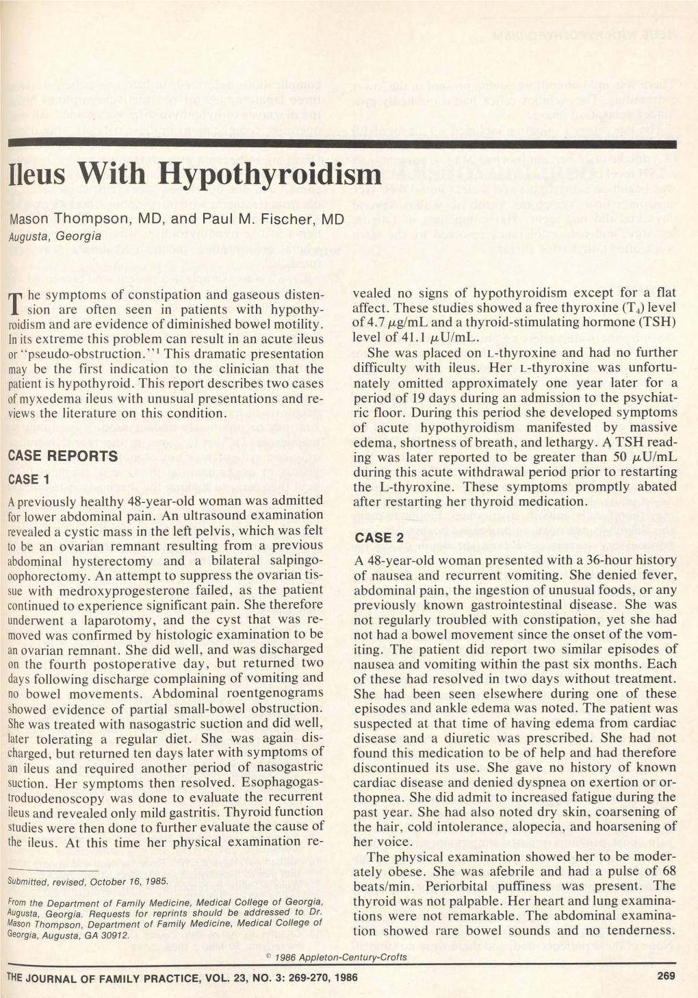 Ileus with Hypothyroidism