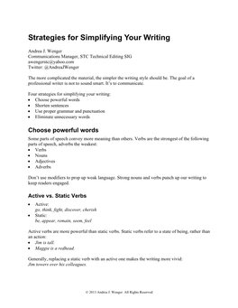 Strategies for Simplifying Your Writing