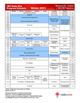 Radio One Winter 2011 Mainlandnsoutside905.XLS