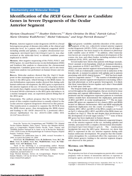 Identification of the IRXB Gene Cluster As Candidate Genes in Severe