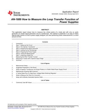 How to Measure the Loop Transfer Function of Power Supplies (Rev. A)